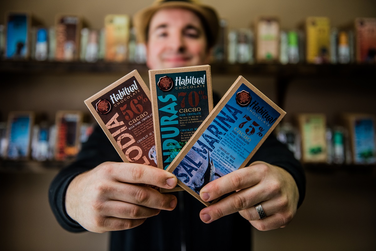 philippe from habitual chocolate with his bars