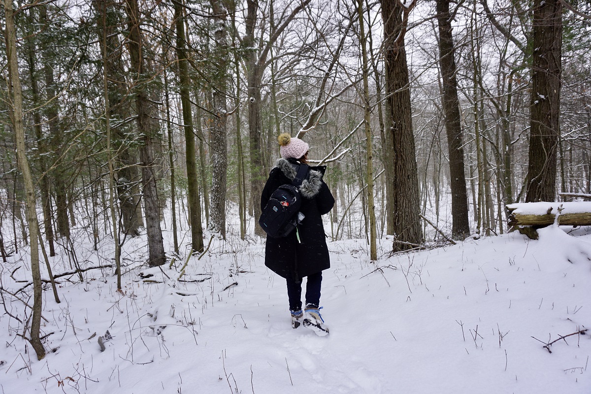 girl out for a winter hike